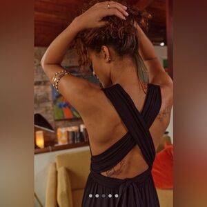 Free People Black Dani Convertible Open-Back One-Pice, Jumpsuit